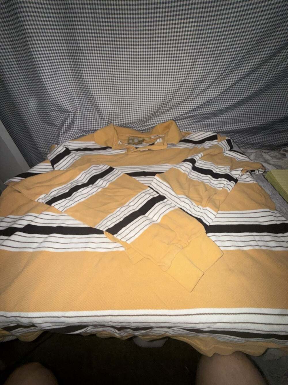 Men's Evolution 72 Yellow and Black Striped Rugby Shirt, Size 2XL